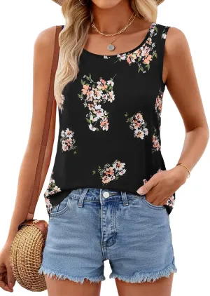 MEROKEETY Women's Summer Floral Tank Tops 2025 Vacation Boho Casual Loose Beach Sleevless Shirts