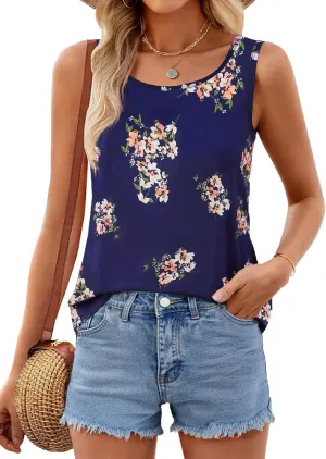 MEROKEETY Women's Summer Floral Tank Tops 2025 Vacation Boho Casual Loose Beach Sleevless Shirts