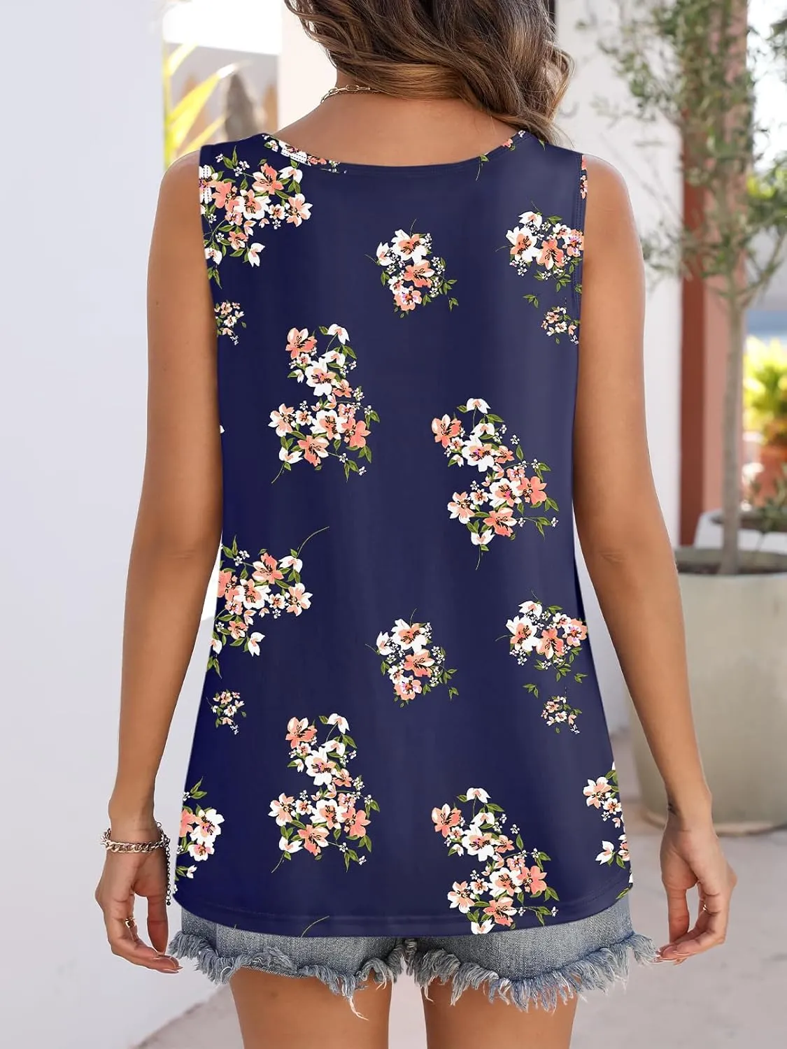 MEROKEETY Women's Summer Floral Tank Tops 2025 Vacation Boho Casual Loose Beach Sleevless Shirts