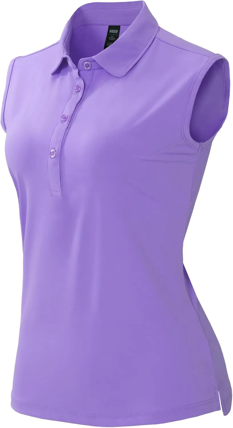 MIER Women's Sleeveless Golf Polo Shirts Athletic Tennis Collared Tank Tops, Quick Dry, UPF 50 
