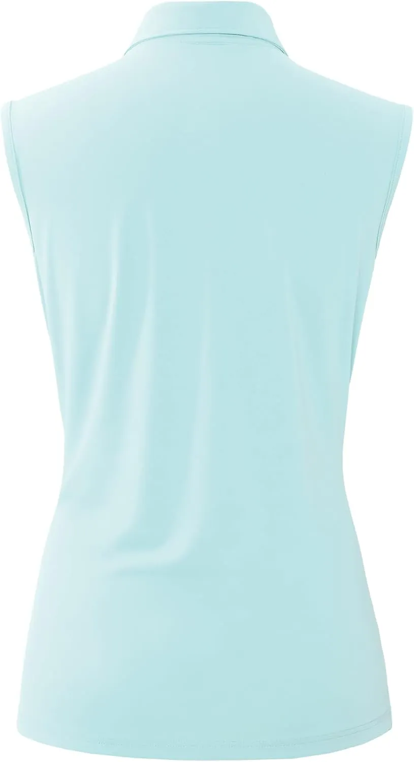 MIER Women's Sleeveless Golf Polo Shirts Athletic Tennis Collared Tank Tops, Quick Dry, UPF 50 