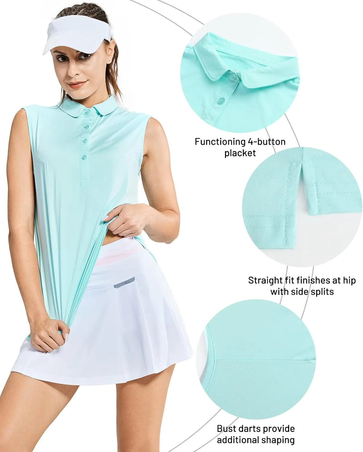 MIER Women's Sleeveless Golf Polo Shirts Athletic Tennis Collared Tank Tops, Quick Dry, UPF 50 