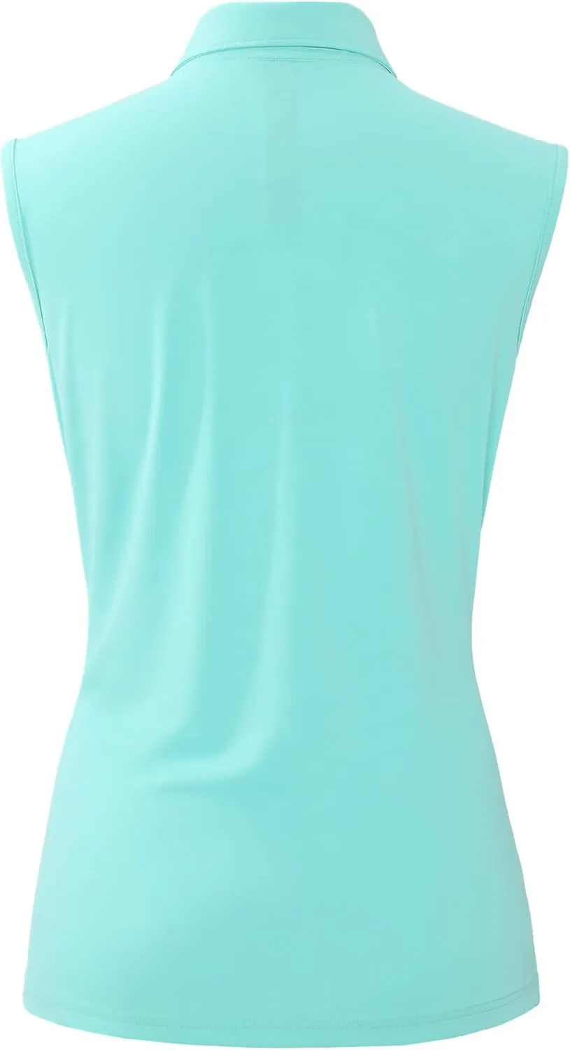 MIER Women's Sleeveless Golf Polo Shirts Athletic Tennis Collared Tank Tops, Quick Dry, UPF 50 