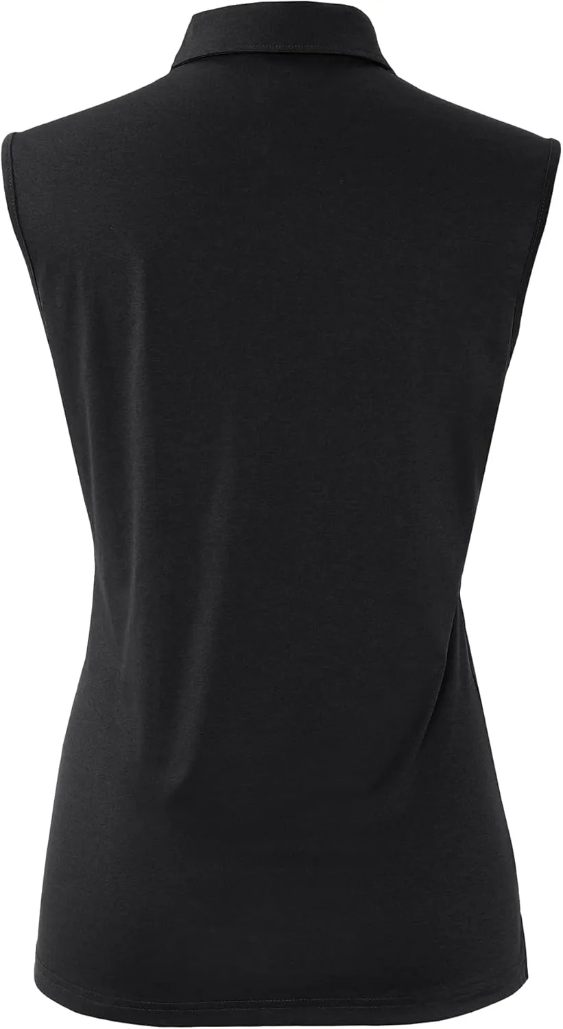 MIER Women's Sleeveless Golf Polo Shirts Athletic Tennis Collared Tank Tops, Quick Dry, UPF 50 