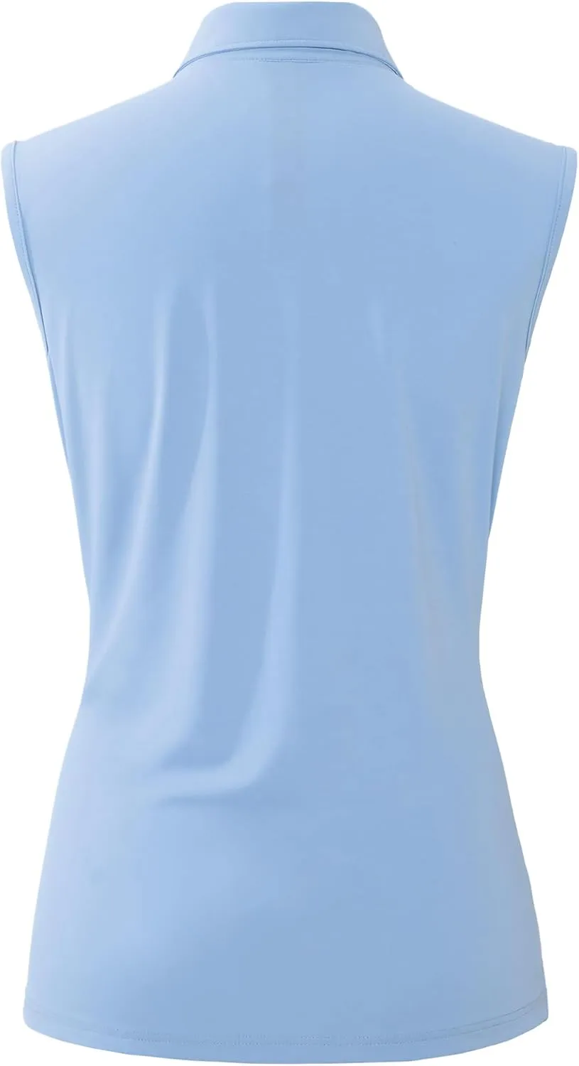 MIER Women's Sleeveless Golf Polo Shirts Athletic Tennis Collared Tank Tops, Quick Dry, UPF 50 