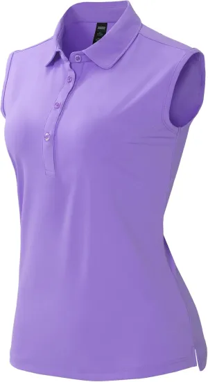 MIER Women's Sleeveless Golf Polo Shirts Athletic Tennis Collared Tank Tops, Quick Dry, UPF 50 