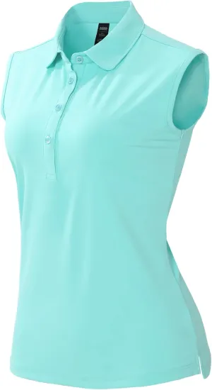 MIER Women's Sleeveless Golf Polo Shirts Athletic Tennis Collared Tank Tops, Quick Dry, UPF 50 
