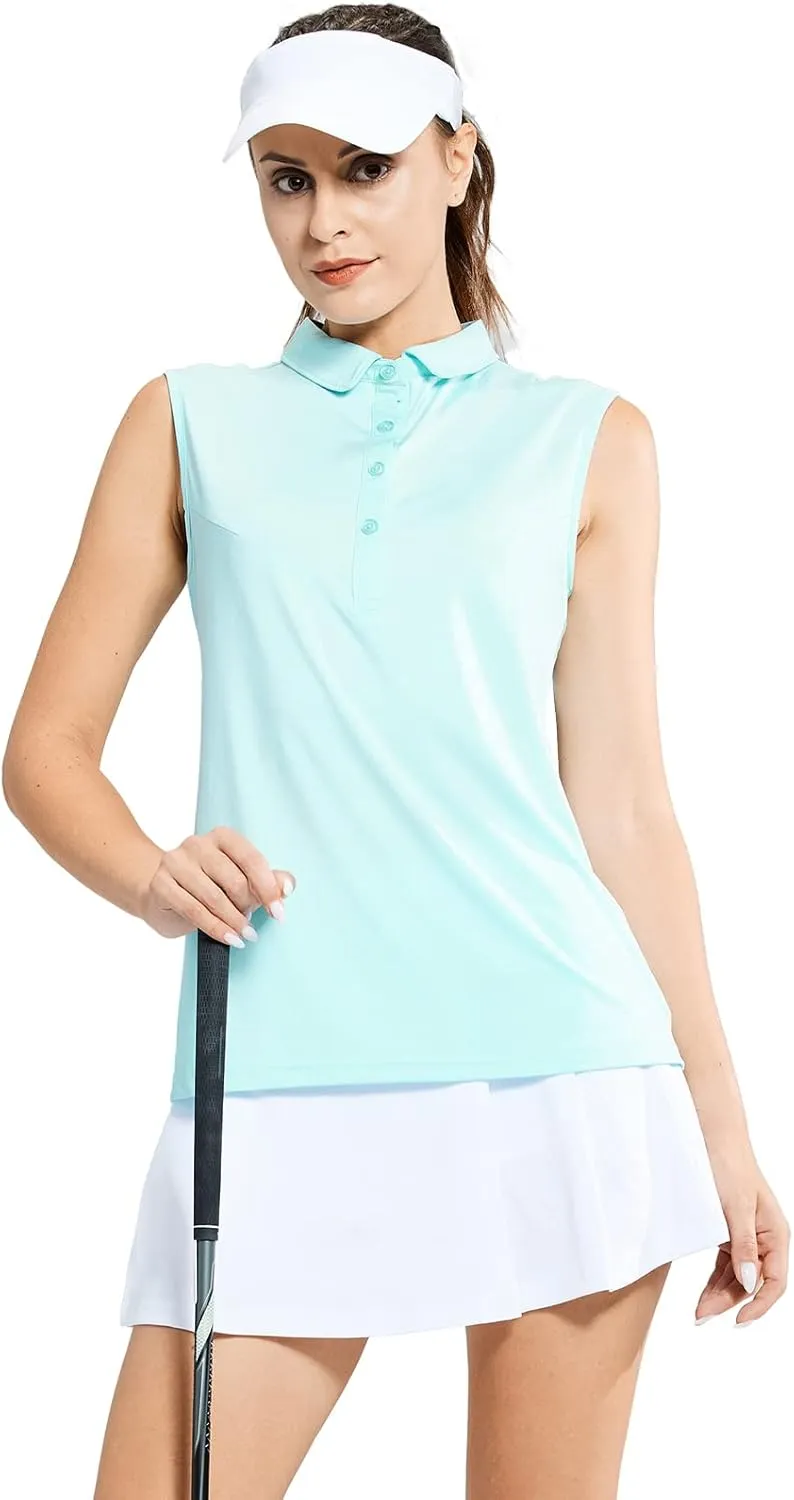 MIER Women's Sleeveless Golf Polo Shirts Athletic Tennis Collared Tank Tops, Quick Dry, UPF 50 