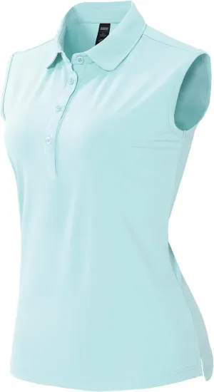 MIER Women's Sleeveless Golf Polo Shirts Athletic Tennis Collared Tank Tops, Quick Dry, UPF 50 