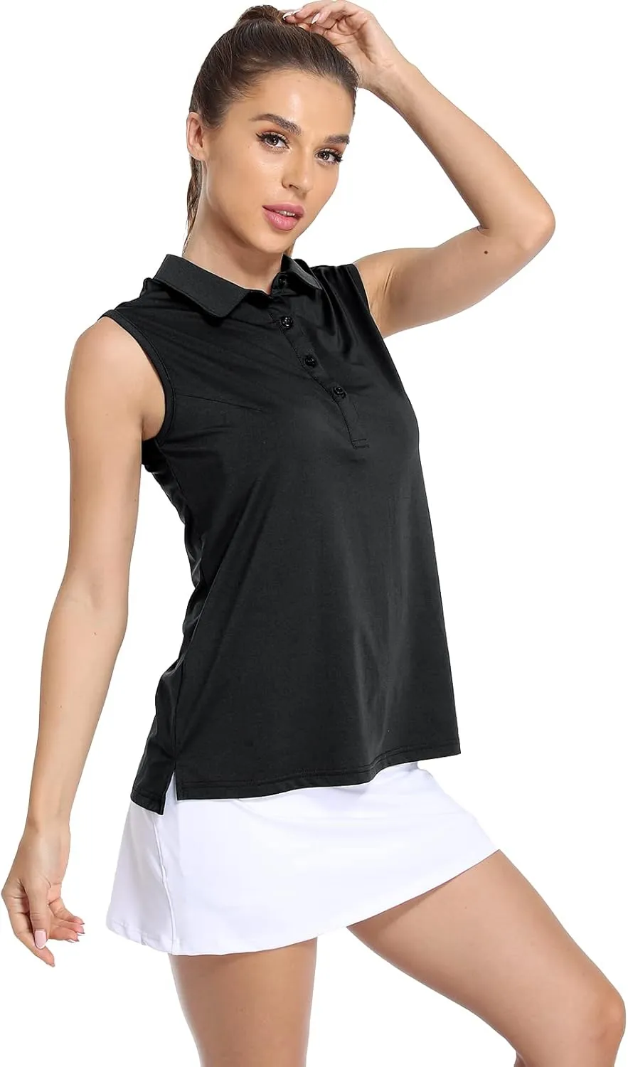 MIER Women's Sleeveless Golf Polo Shirts Athletic Tennis Collared Tank Tops, Quick Dry, UPF 50 