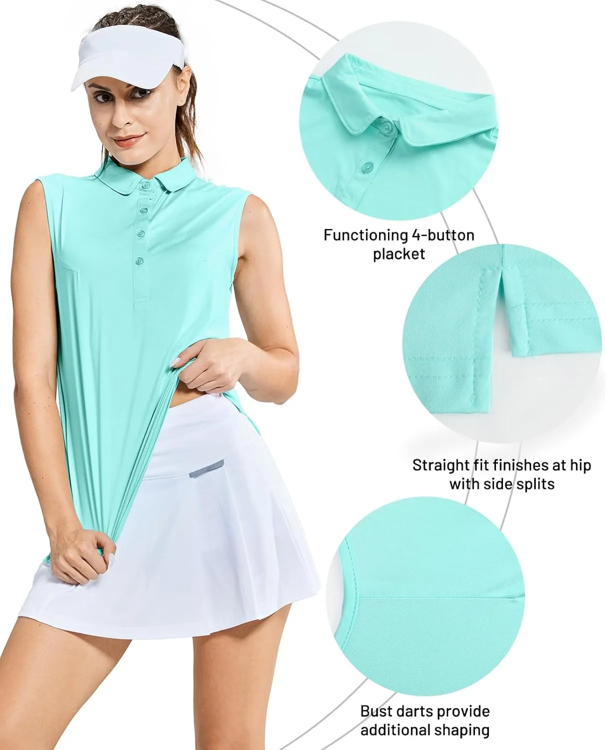 MIER Women's Sleeveless Golf Polo Shirts Athletic Tennis Collared Tank Tops, Quick Dry, UPF 50 