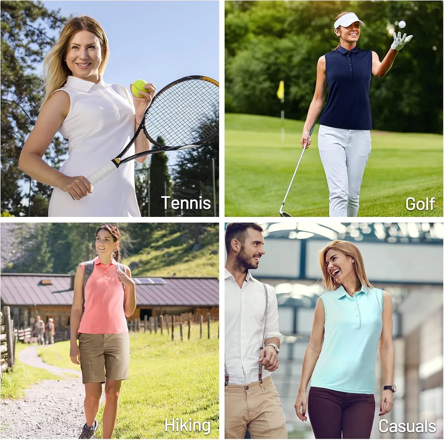 MIER Women's Sleeveless Golf Polo Shirts Athletic Tennis Collared Tank Tops, Quick Dry, UPF 50 