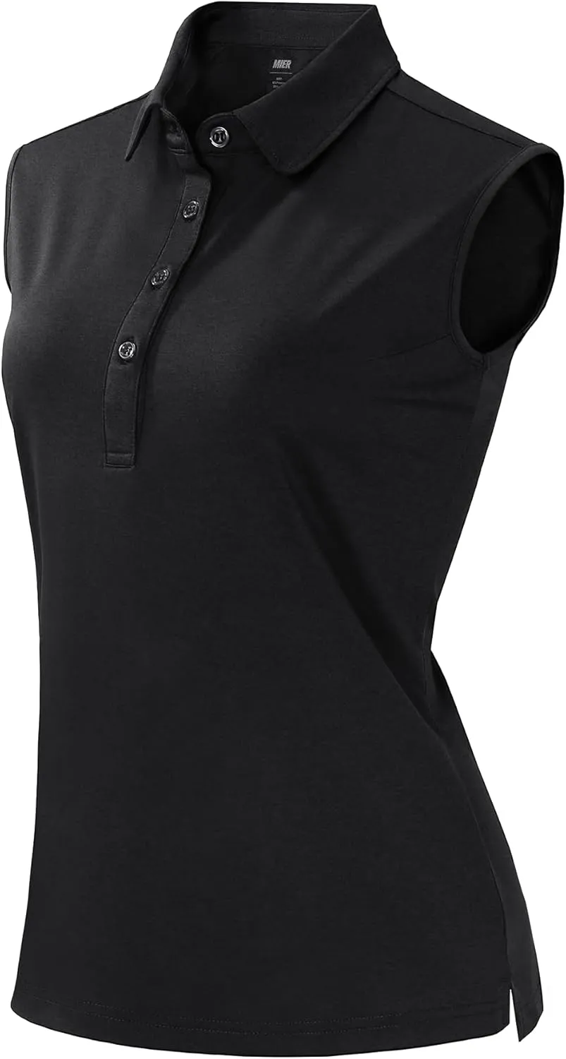 MIER Women's Sleeveless Golf Polo Shirts Athletic Tennis Collared Tank Tops, Quick Dry, UPF 50 