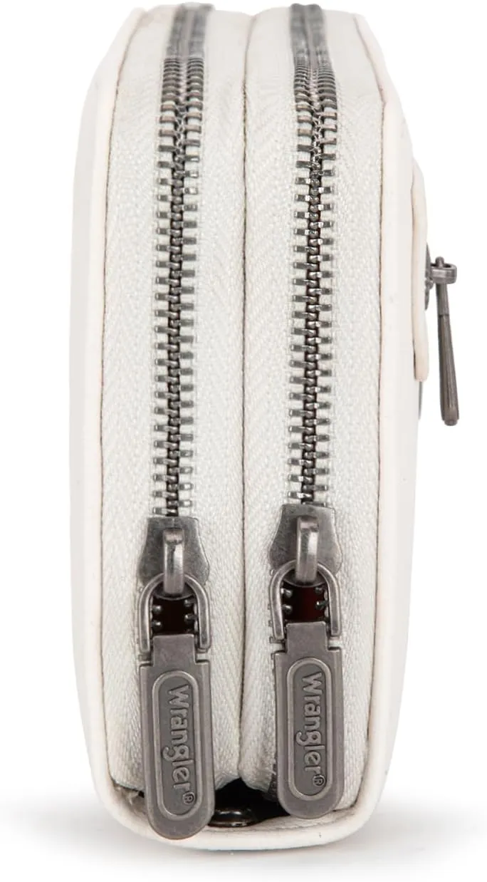 Montana West X Wrangler Large Capacity Women Wristlet Dual Zipper Wallet with Id Window and Smooth Metal Zipper
