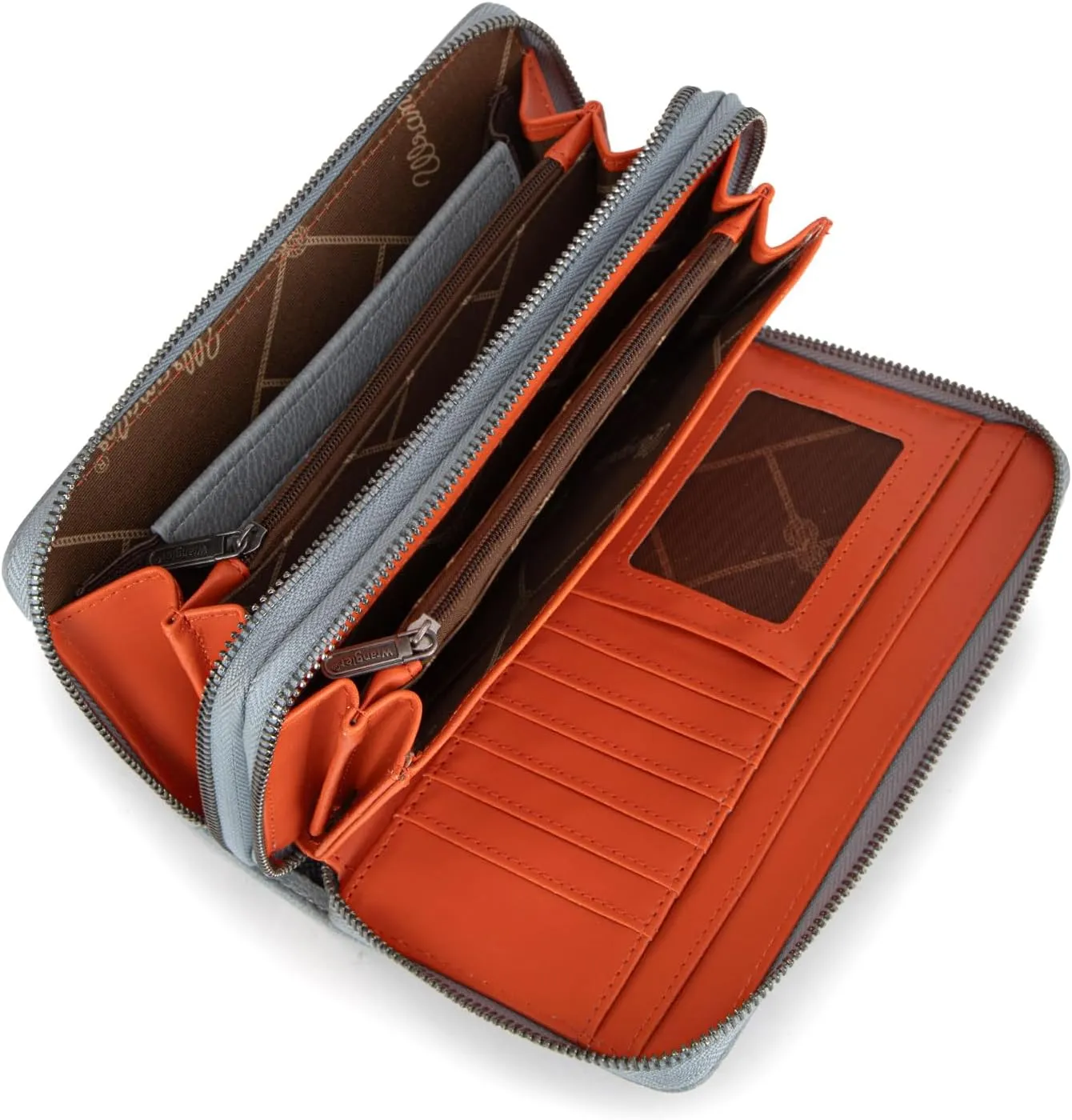 Montana West X Wrangler Large Capacity Women Wristlet Dual Zipper Wallet with Id Window and Smooth Metal Zipper
