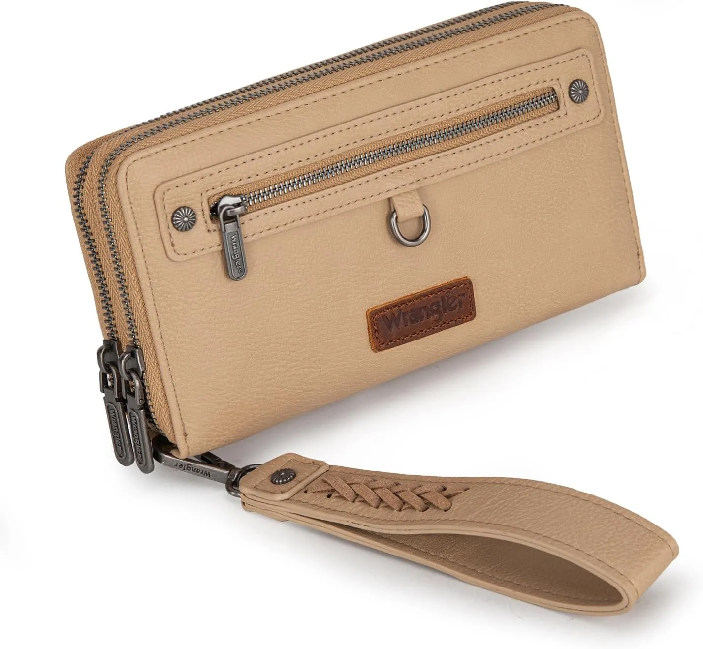 Montana West X Wrangler Large Capacity Women Wristlet Dual Zipper Wallet with Id Window and Smooth Metal Zipper