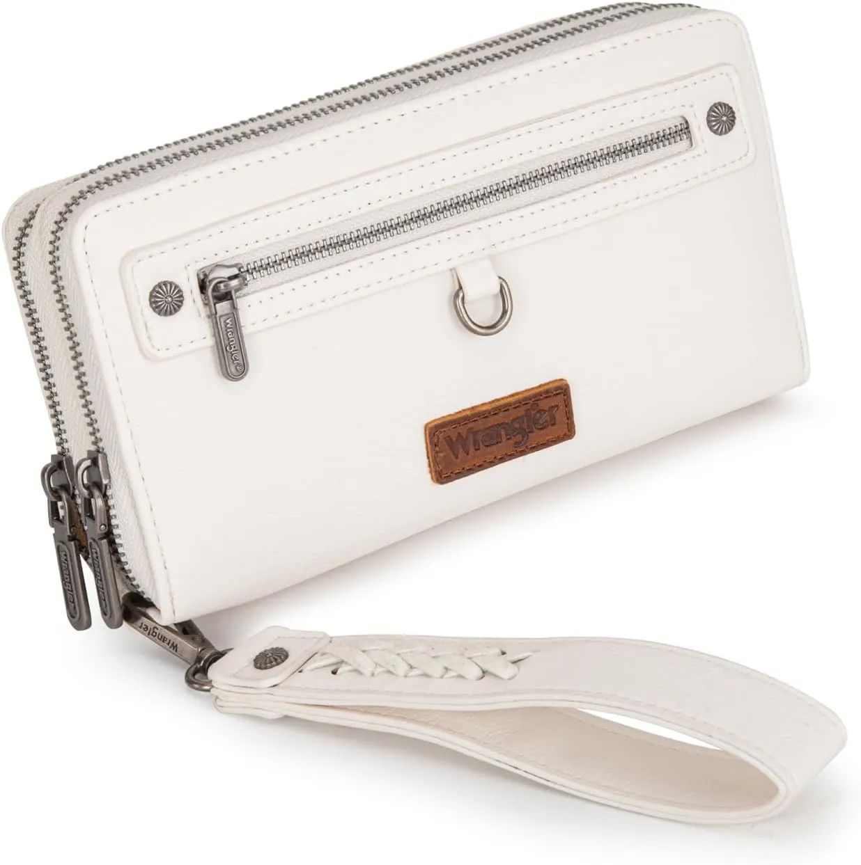 Montana West X Wrangler Large Capacity Women Wristlet Dual Zipper Wallet with Id Window and Smooth Metal Zipper