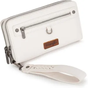 Montana West X Wrangler Large Capacity Women Wristlet Dual Zipper Wallet with Id Window and Smooth Metal Zipper