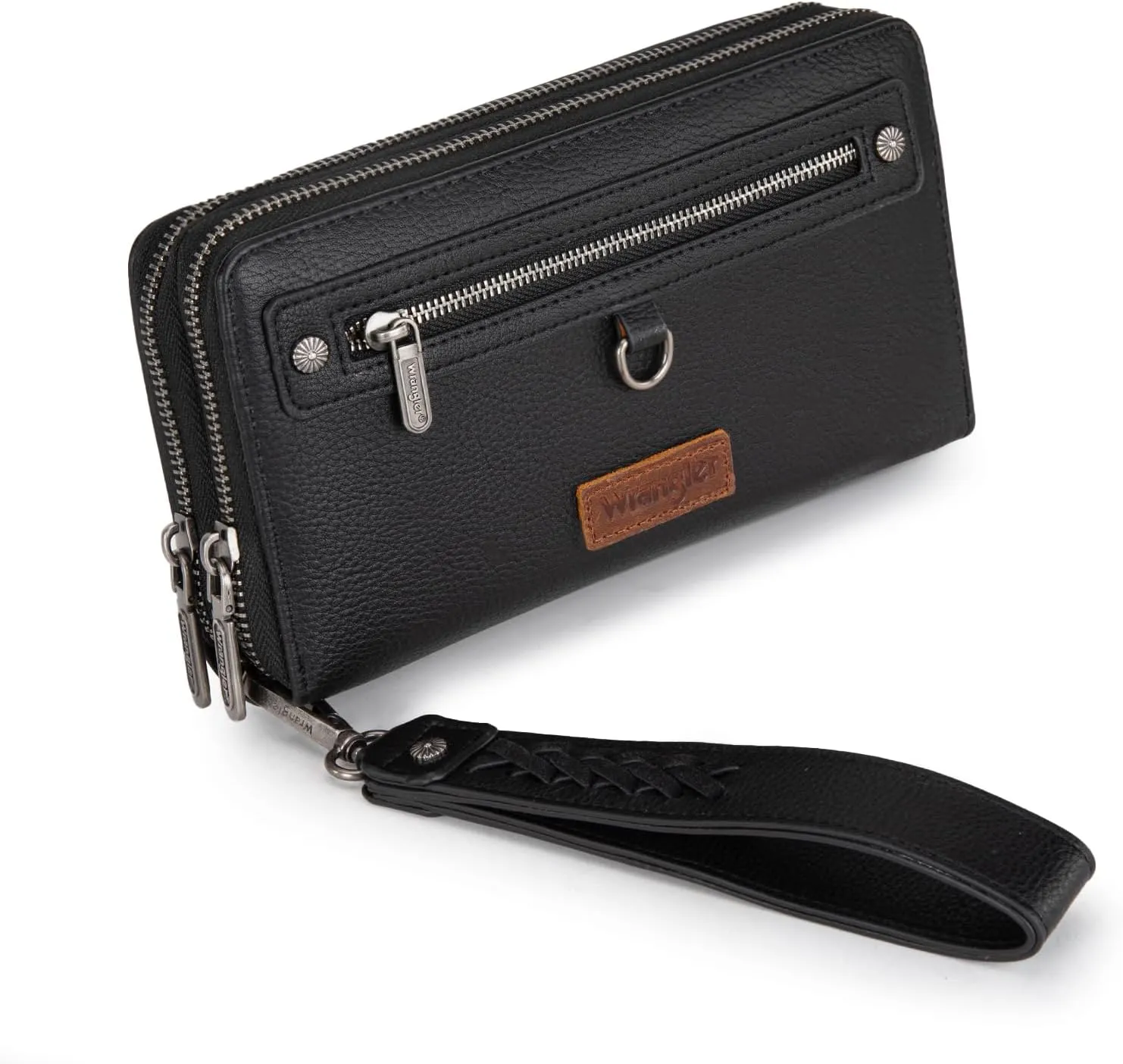 Montana West X Wrangler Large Capacity Women Wristlet Dual Zipper Wallet with Id Window and Smooth Metal Zipper