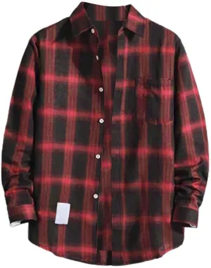 Muyise Mens Button Down Shirts Cotton Long Sleeve Paid Shirts Regular Fit Casual Lightweight Work Office Shirts with Pocket