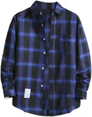 Muyise Mens Button Down Shirts Cotton Long Sleeve Paid Shirts Regular Fit Casual Lightweight Work Office Shirts with Pocket