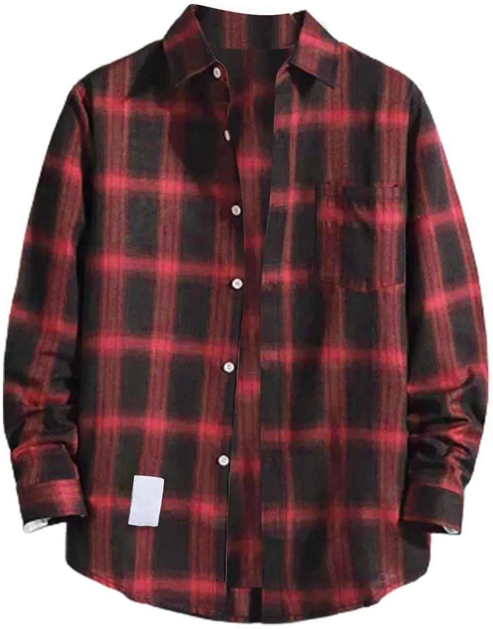 Muyise Mens Button Down Shirts Cotton Long Sleeve Paid Shirts Regular Fit Casual Lightweight Work Office Shirts with Pocket