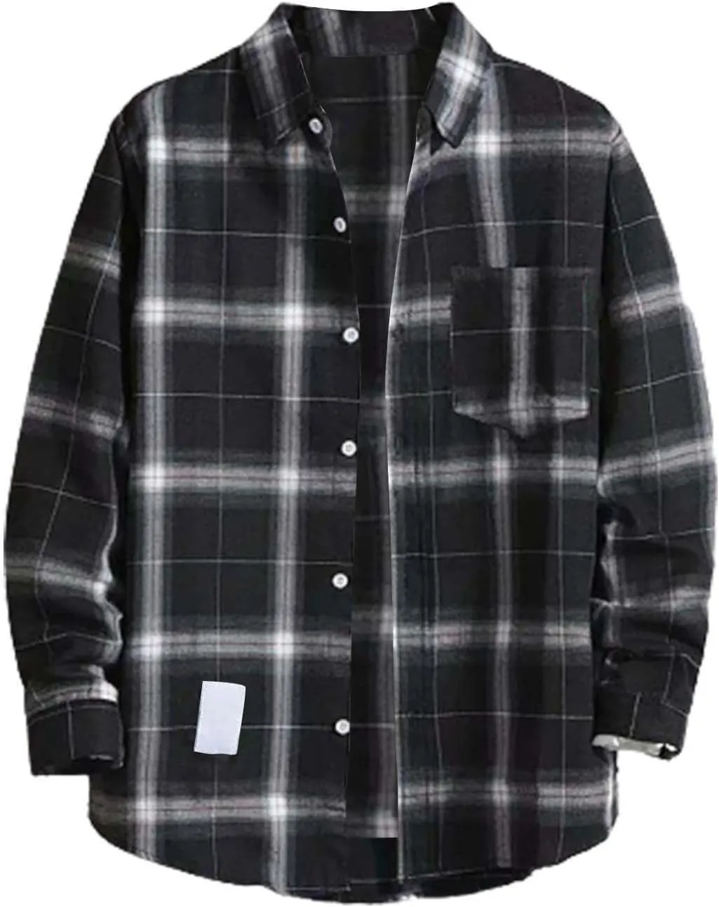 Muyise Mens Button Down Shirts Cotton Long Sleeve Paid Shirts Regular Fit Casual Lightweight Work Office Shirts with Pocket