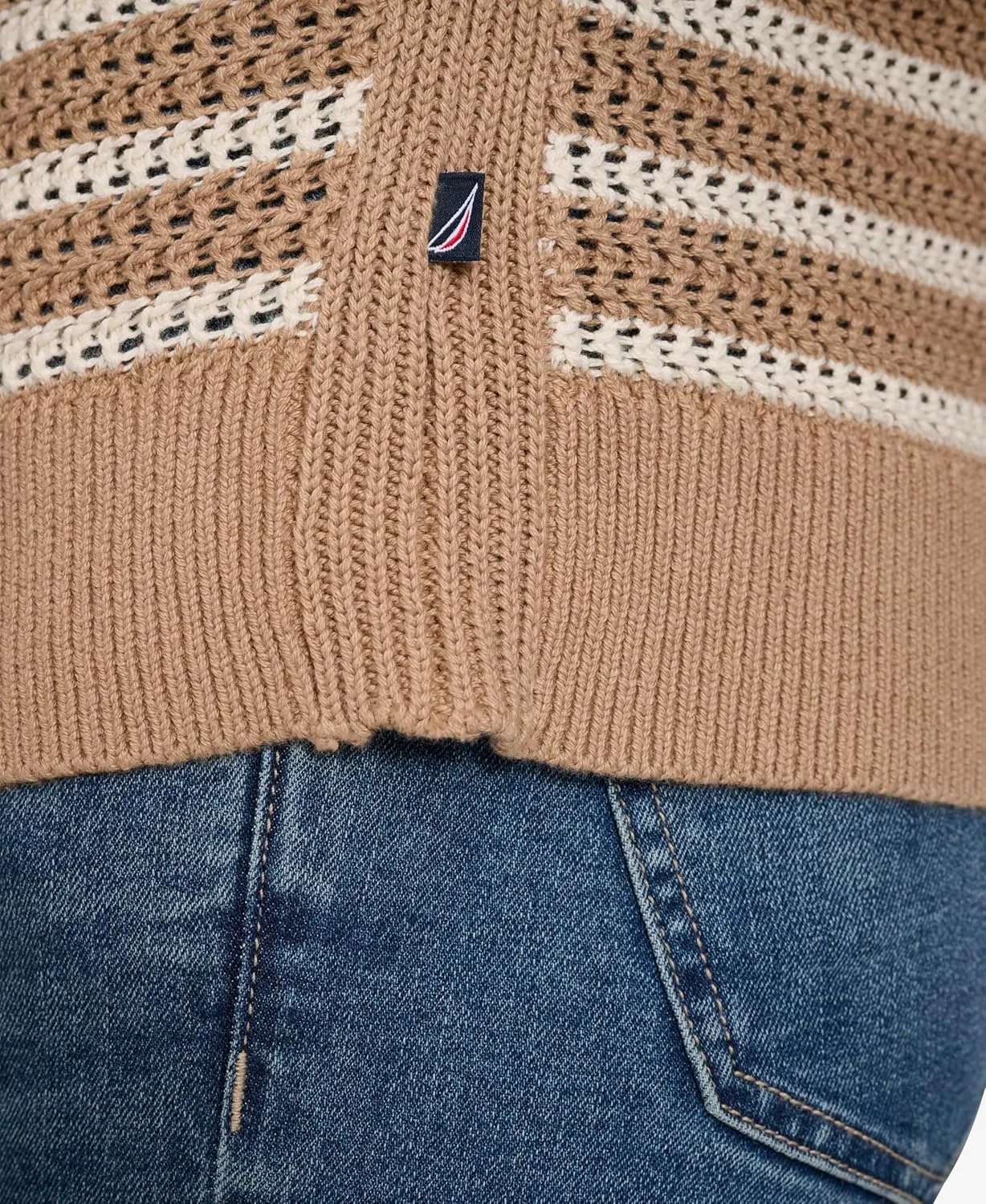 Nautica Women's Long Sleeve Striped Crewneck Sweater