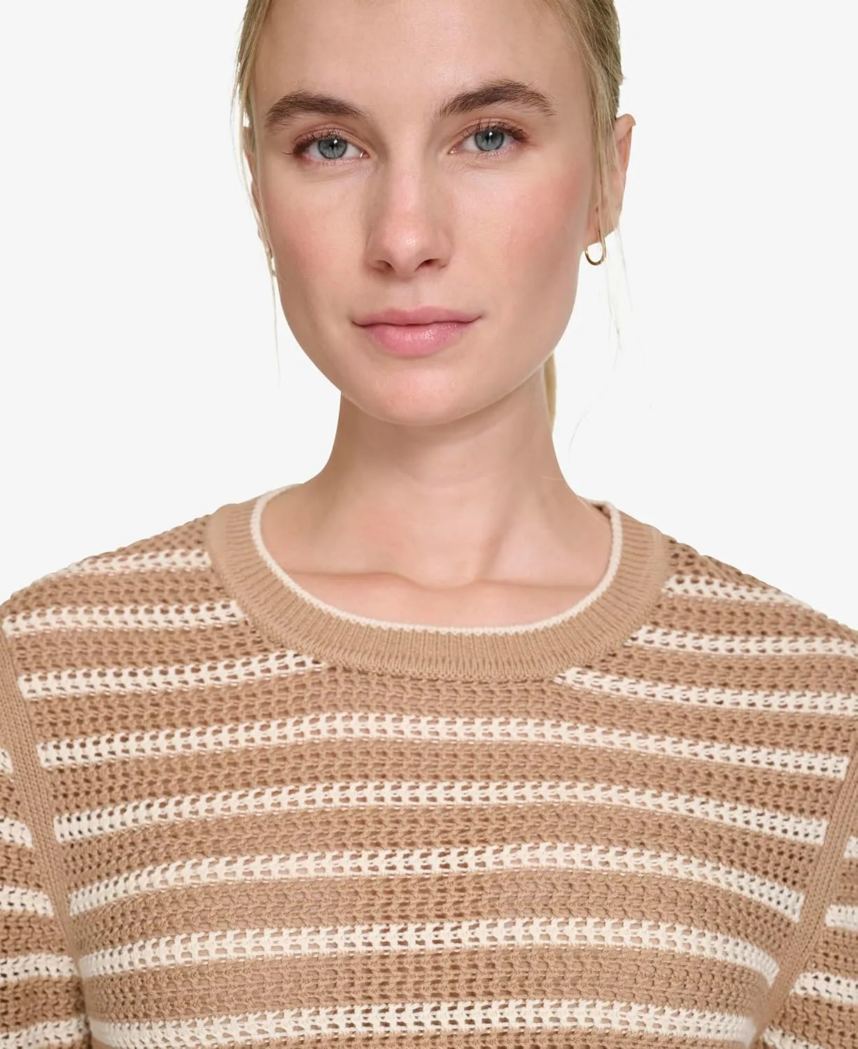 Nautica Women's Long Sleeve Striped Crewneck Sweater