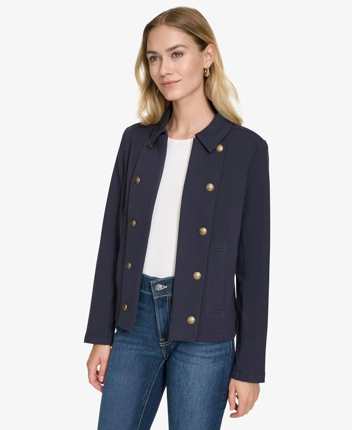 Nautica Women's Open Front Knit Captains Jacket