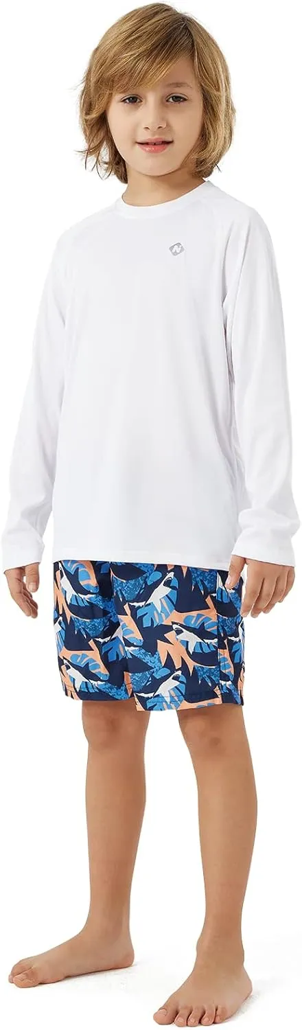 NAVISKIN Boy's UPF 50  Long Sleeve Shirts Rash Guard Swim Shirts Youth Lightweight Quick Dry Hiking Shirts