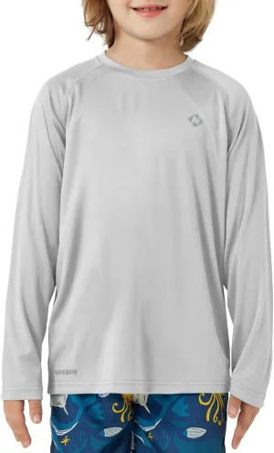 NAVISKIN Boy's UPF 50  Long Sleeve Shirts Rash Guard Swim Shirts Youth Lightweight Quick Dry Hiking Shirts