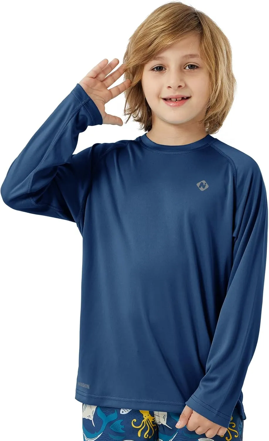 NAVISKIN Boy's UPF 50  Long Sleeve Shirts Rash Guard Swim Shirts Youth Lightweight Quick Dry Hiking Shirts
