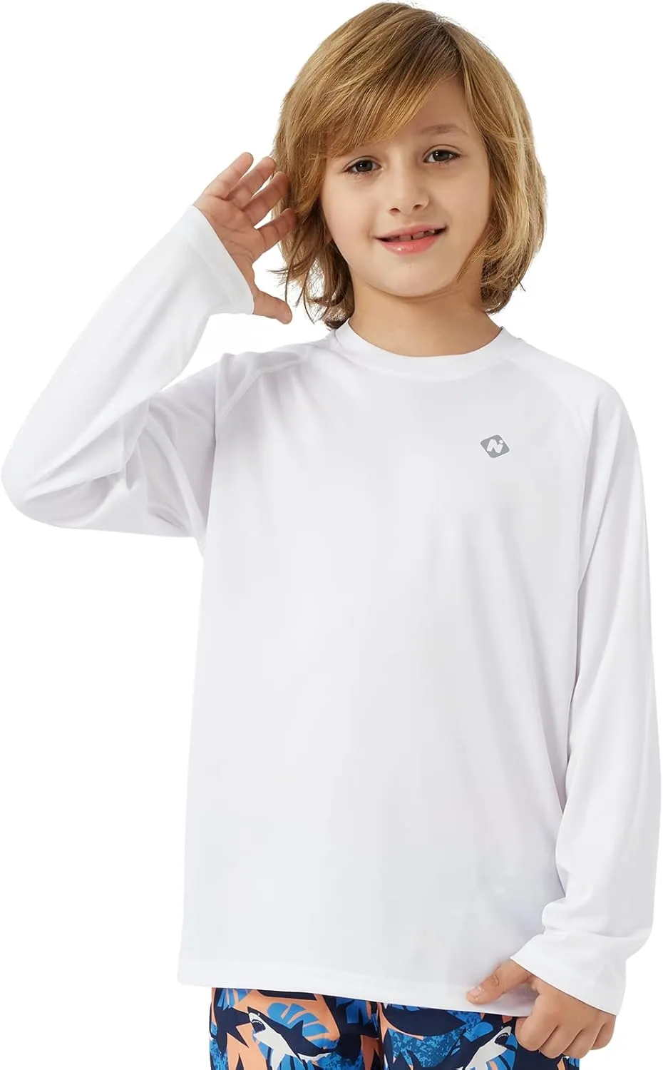 NAVISKIN Boy's UPF 50  Long Sleeve Shirts Rash Guard Swim Shirts Youth Lightweight Quick Dry Hiking Shirts