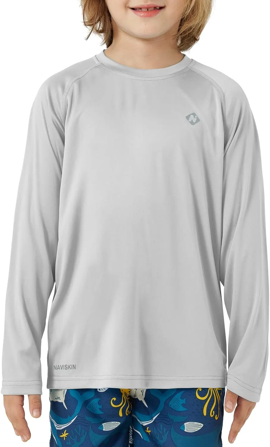 NAVISKIN Boy's UPF 50  Long Sleeve Shirts Rash Guard Swim Shirts Youth Lightweight Quick Dry Hiking Shirts