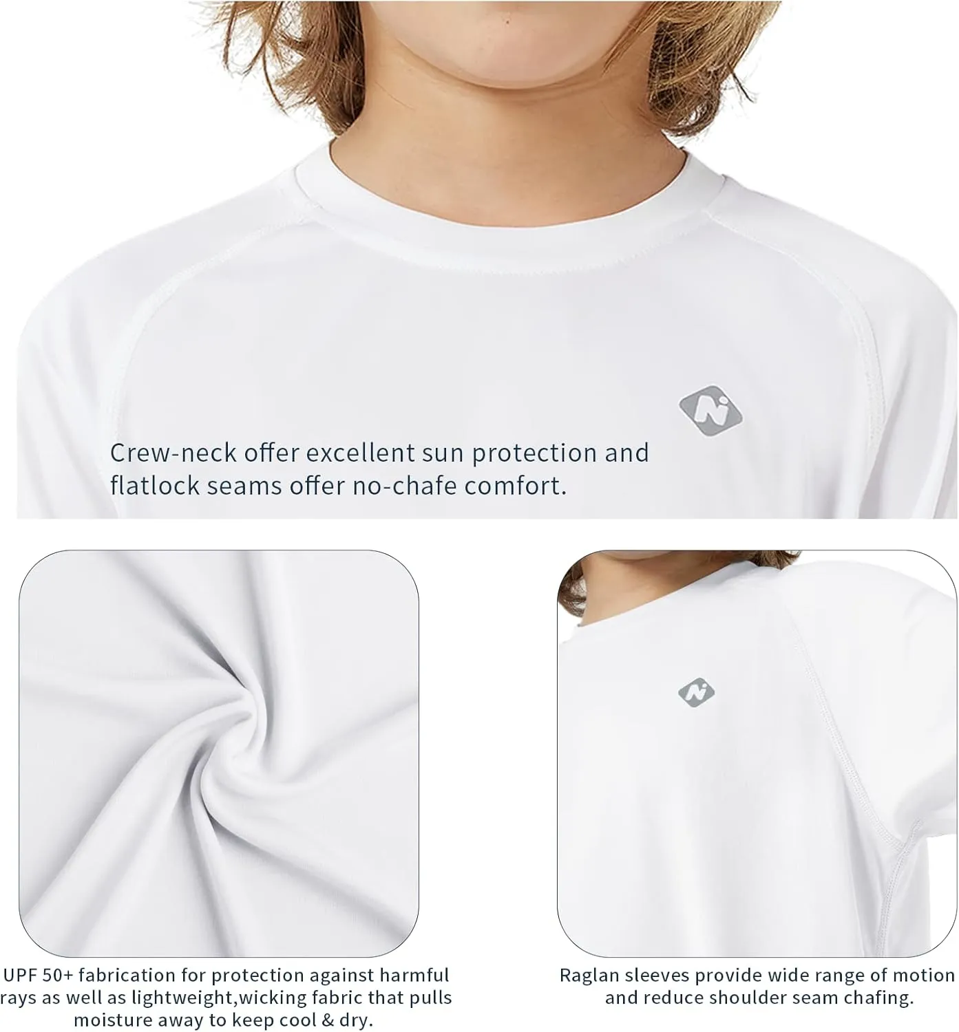 NAVISKIN Boy's UPF 50  Long Sleeve Shirts Rash Guard Swim Shirts Youth Lightweight Quick Dry Hiking Shirts