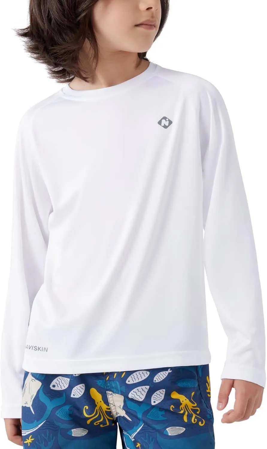 NAVISKIN Boy's UPF 50  Long Sleeve Shirts Rash Guard Swim Shirts Youth Lightweight Quick Dry Hiking Shirts