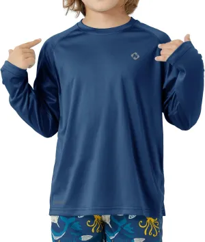 NAVISKIN Boy's UPF 50  Long Sleeve Shirts Rash Guard Swim Shirts Youth Lightweight Quick Dry Hiking Shirts
