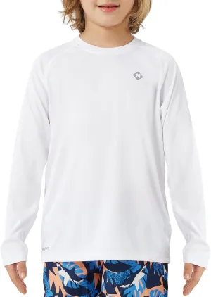 NAVISKIN Boy's UPF 50  Long Sleeve Shirts Rash Guard Swim Shirts Youth Lightweight Quick Dry Hiking Shirts