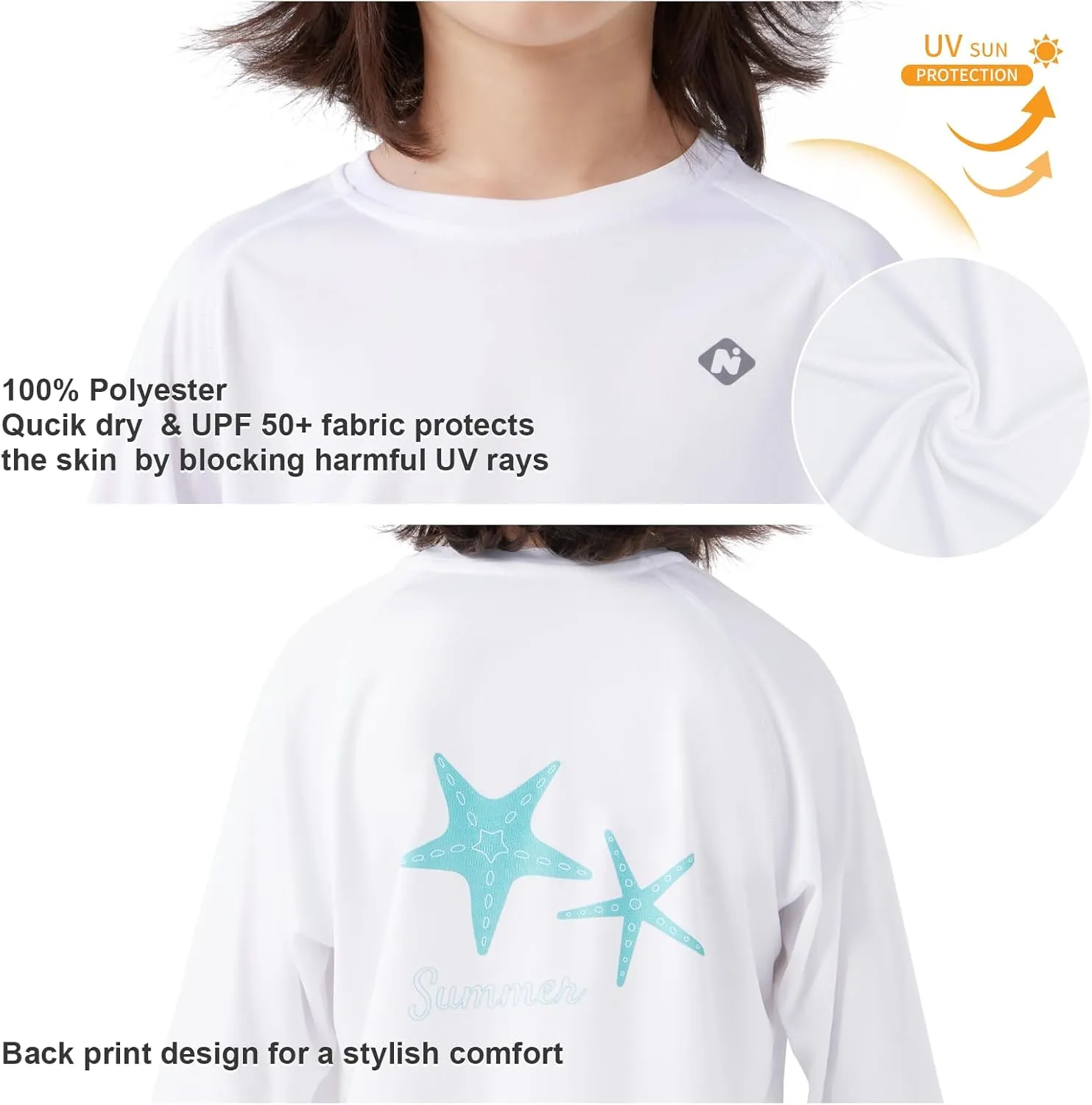 NAVISKIN Boy's UPF 50  Long Sleeve Shirts Rash Guard Swim Shirts Youth Lightweight Quick Dry Hiking Shirts