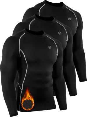 NELEUS Men's 3 Pack Dry Fit Long Sleeve Compression Shirts Workout Running Shirts