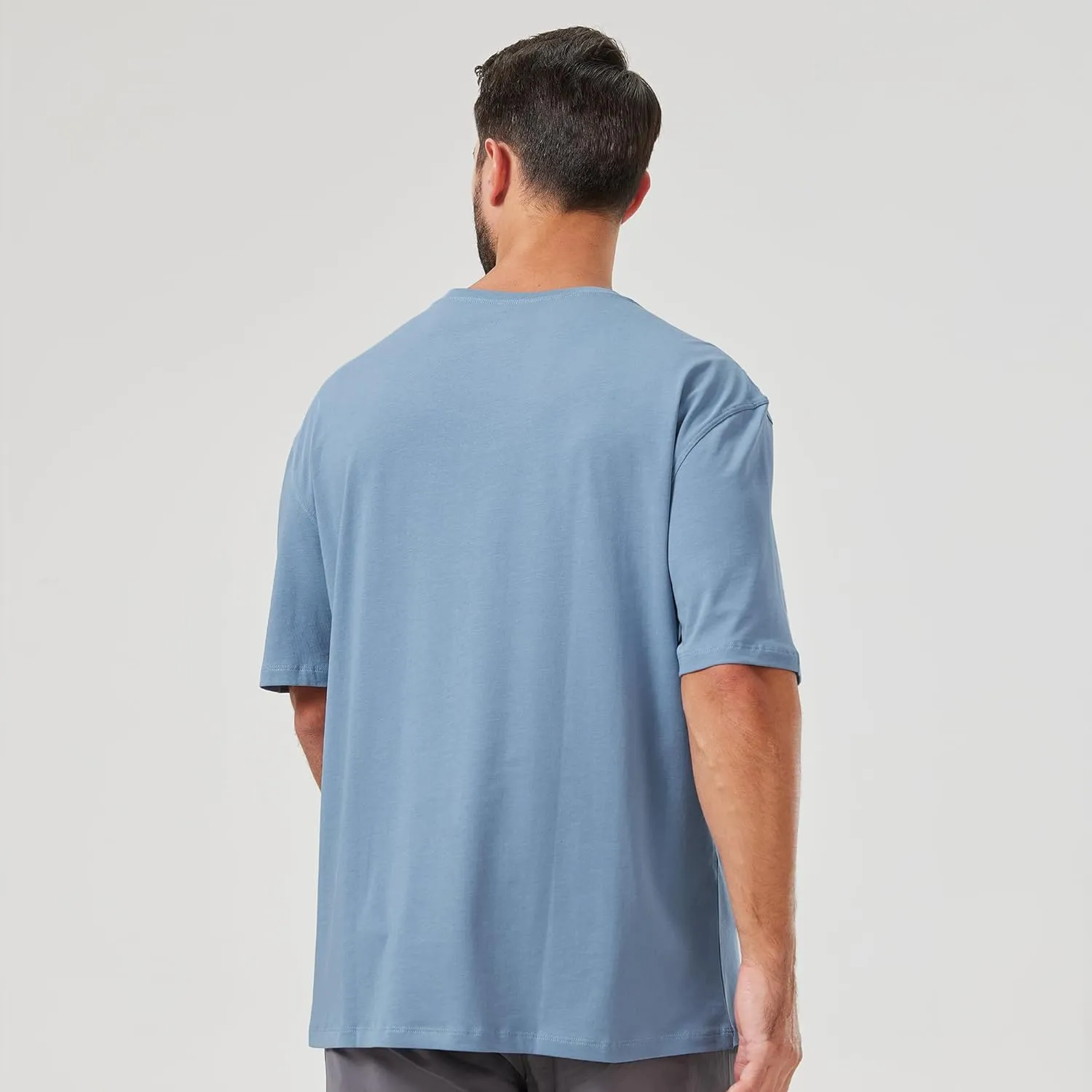 netdraw Men's Oversized Bamboo Viscose Cotton T-Shirt Loose Fit Casual Solid Basic Crewneck Short Sleeve Tee