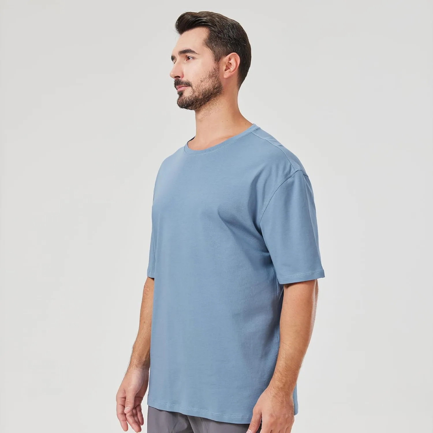 netdraw Men's Oversized Bamboo Viscose Cotton T-Shirt Loose Fit Casual Solid Basic Crewneck Short Sleeve Tee