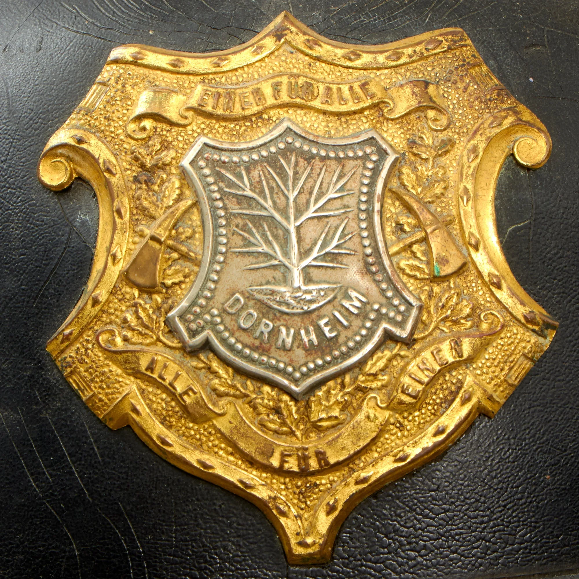 Original Imperial German Pre WWI Dornheim Fire Brigade Leather Pickelhaube Helmet