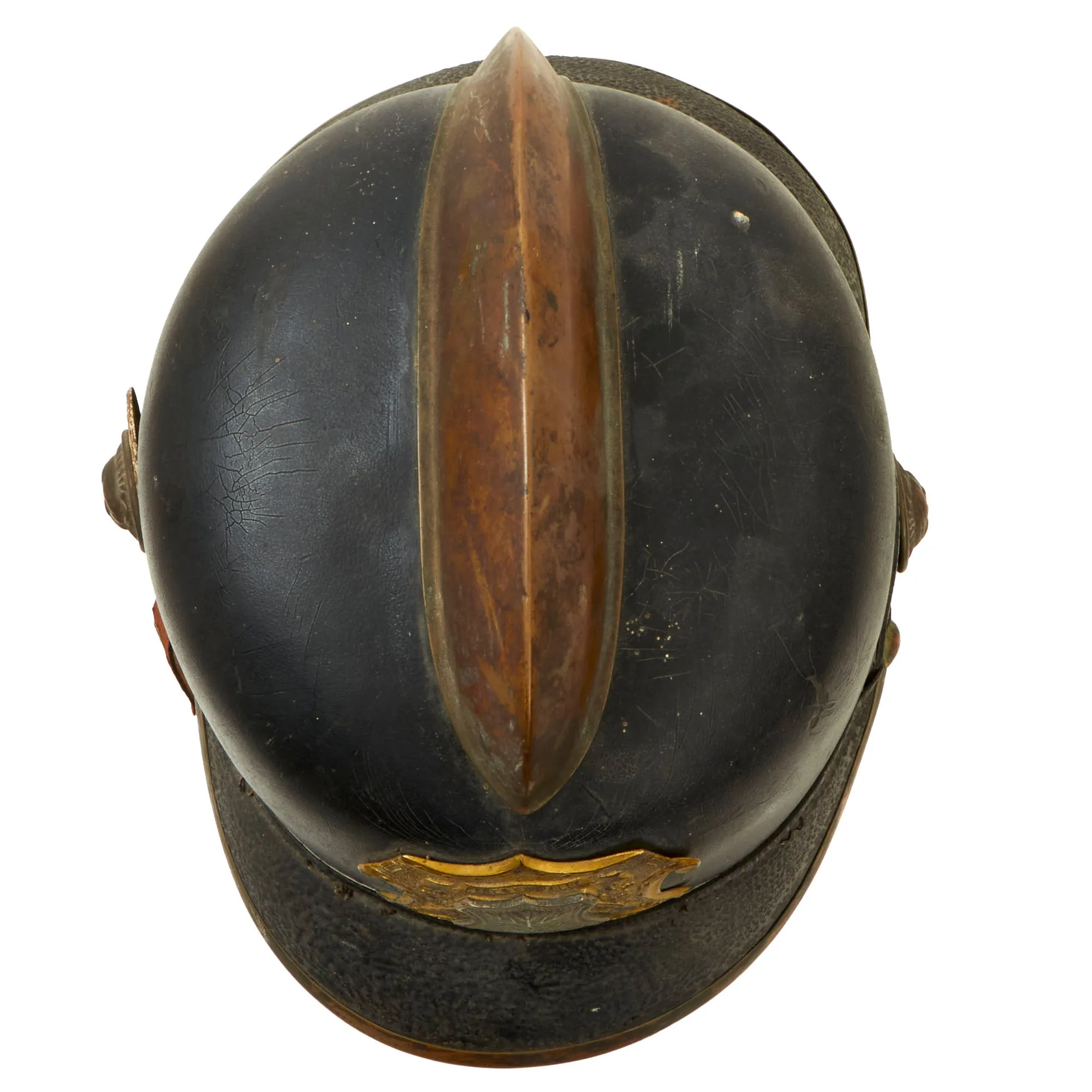 Original Imperial German Pre WWI Dornheim Fire Brigade Leather Pickelhaube Helmet