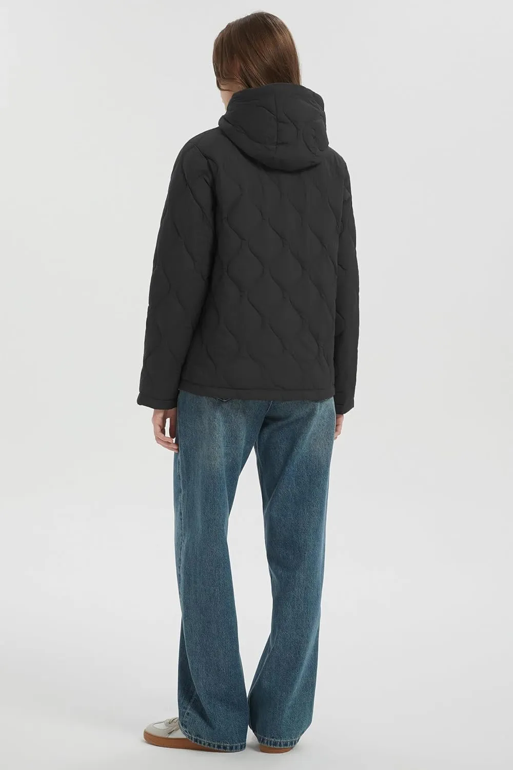 Orolay Women's Quilted Down Jacket Lightweight Hooded Puffer Coat Long Sleeve Warm Outerwear with Pockets