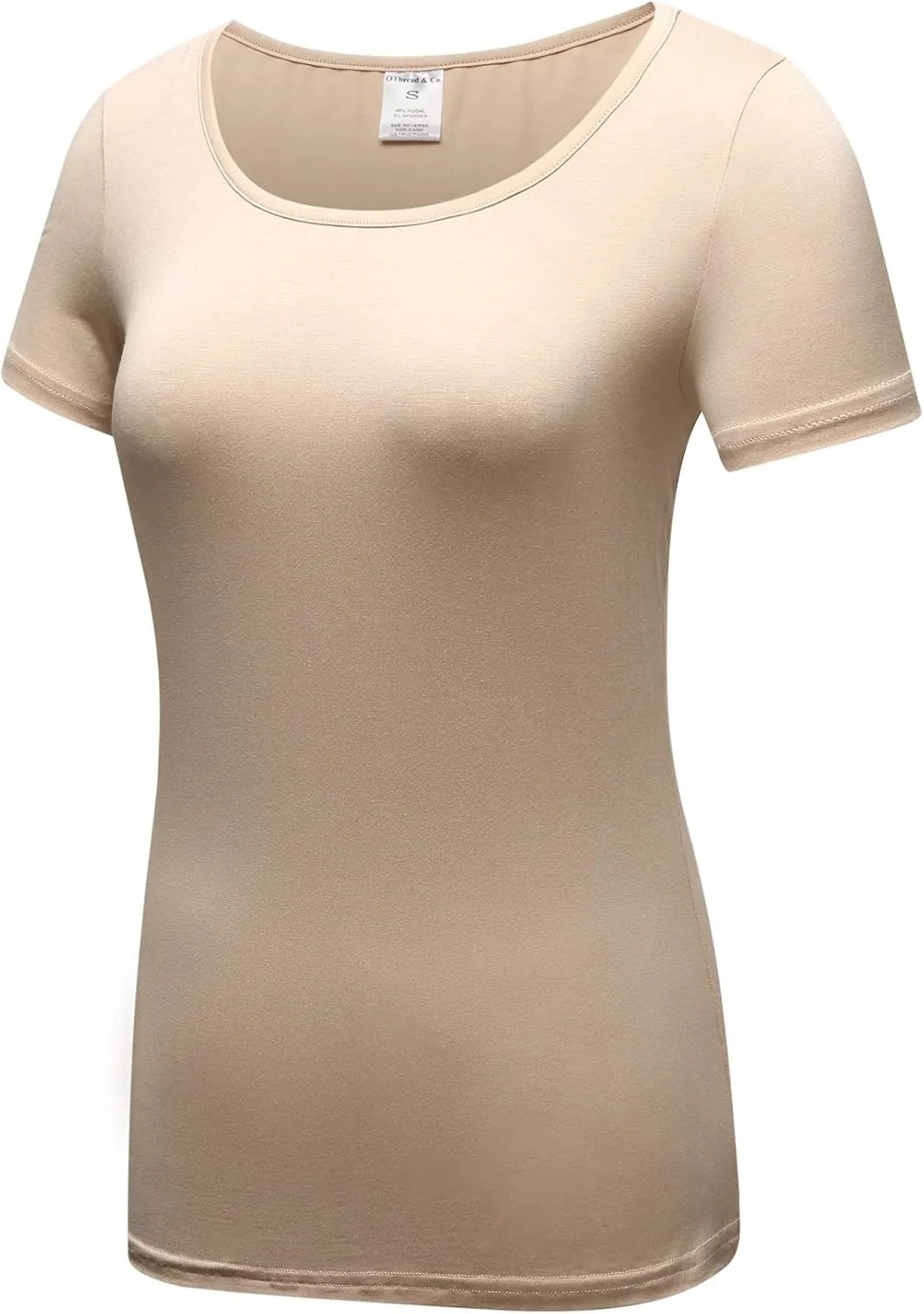 OThread & Co. Women's Short Sleeve T-Shirt Scoop Neck Basic Layer Stretchy Shirts