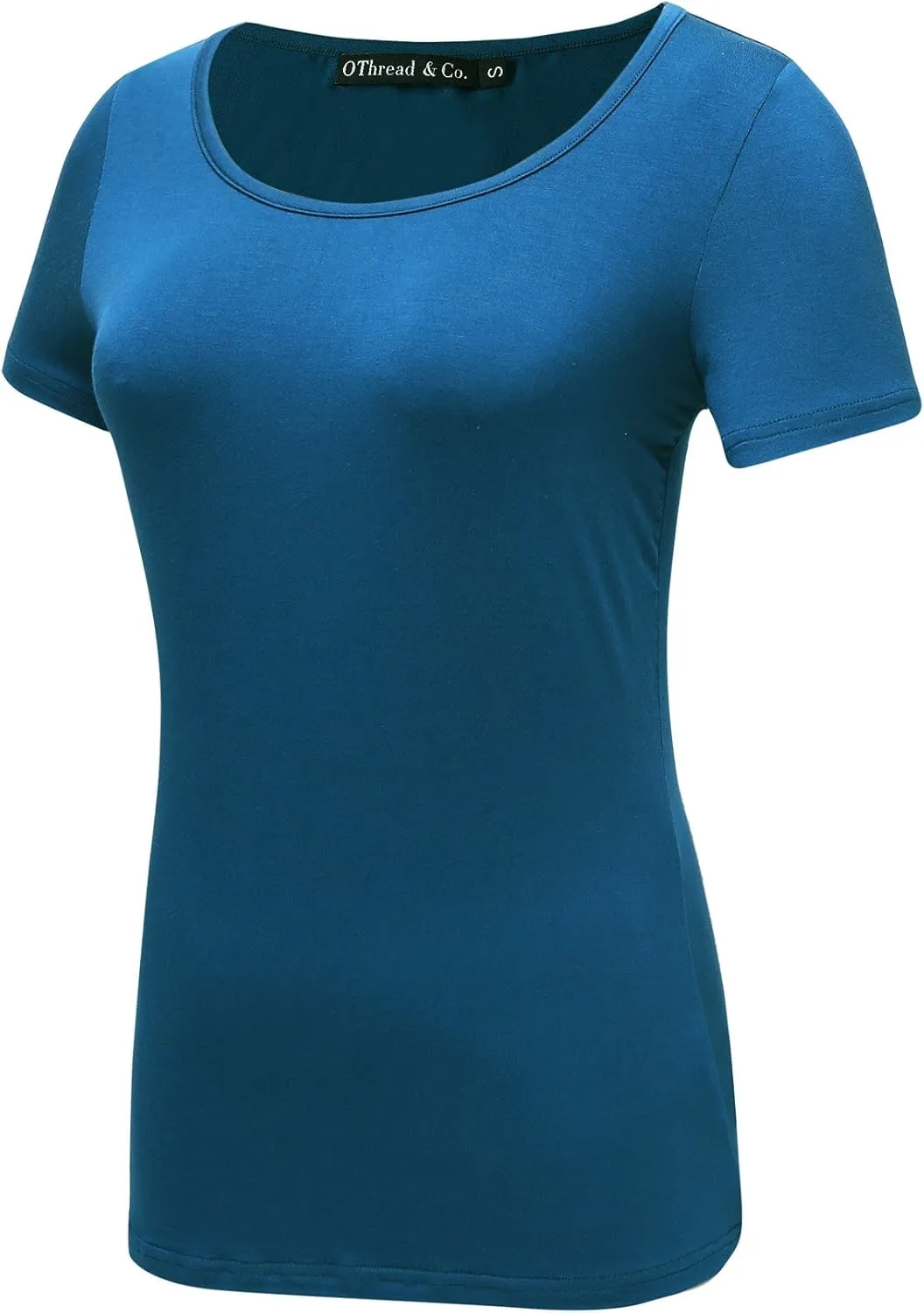 OThread & Co. Women's Short Sleeve T-Shirt Scoop Neck Basic Layer Stretchy Shirts