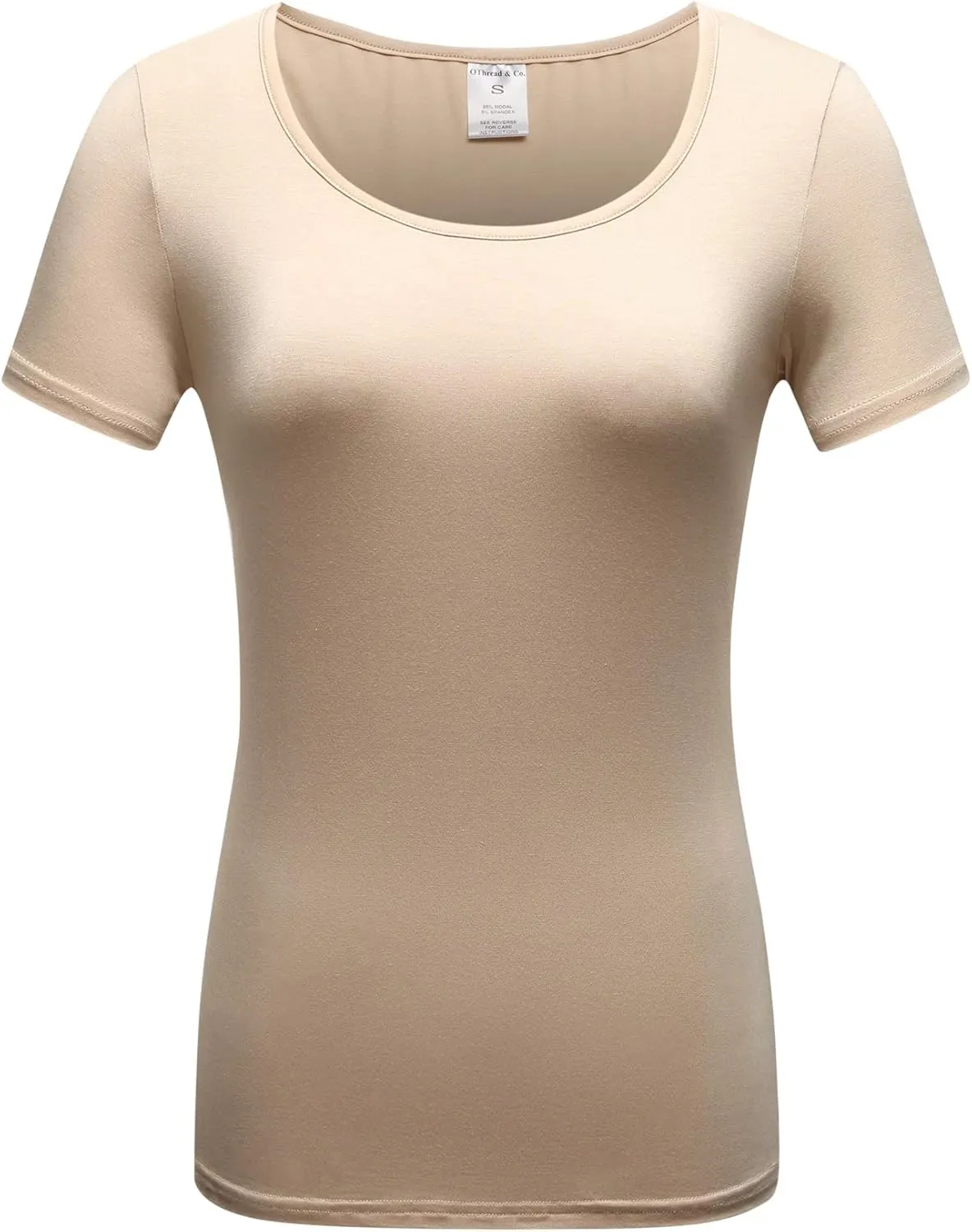 OThread & Co. Women's Short Sleeve T-Shirt Scoop Neck Basic Layer Stretchy Shirts
