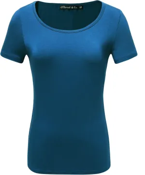 OThread & Co. Women's Short Sleeve T-Shirt Scoop Neck Basic Layer Stretchy Shirts